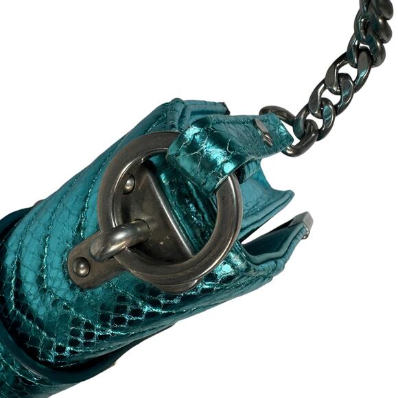 Prada Metallic Snakeskin Bag Cahier Shoulder/Crossbody Ayers Impunture Aqua SHW - Picture 13 of 16